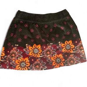 Free People Black and Orange Floral Mini Skirt